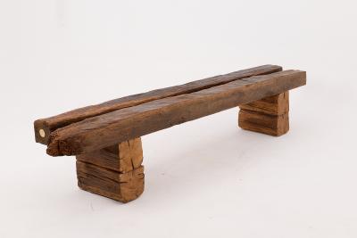  Logniture XXL Reclaimed Oak Wood Brutalist Bench Natural and Eco Friendly Logniture