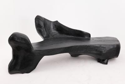  Logniture XXL Sculptural Charred Wood Bench in Organic Form Hand Carved from Solid Log