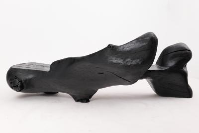  Logniture XXL Sculptural Charred Wood Bench in Organic Form Hand Carved from Solid Log