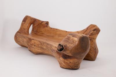  Logniture XXL Solid Carved Wood Bench With Raw Organic Form Indoor Outdoor Logniture