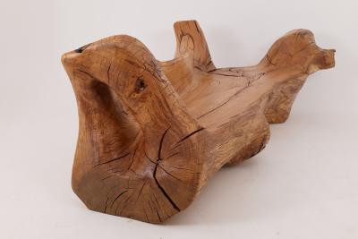  Logniture XXL Solid Carved Wood Bench With Raw Organic Form Indoor Outdoor Logniture