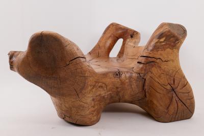  Logniture XXL Solid Carved Wood Bench With Raw Organic Form Indoor Outdoor Logniture