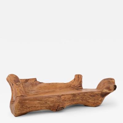  Logniture XXL Solid Carved Wood Bench With Raw Organic Form Indoor Outdoor Logniture