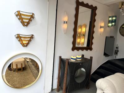  Longobard Hammered Glass Wrought Iron Sconce by Longobard Italy 1970s