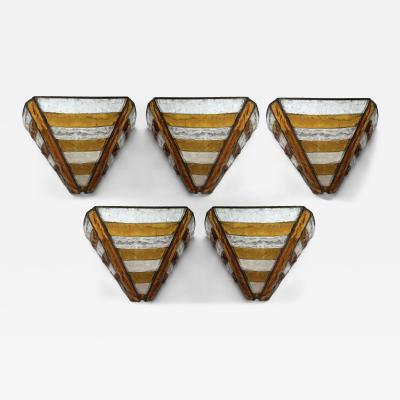  Longobard Hammered Glass Wrought Iron Sconce by Longobard Italy 1970s