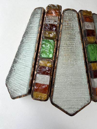  Longobard Hammered Glass Wrought Iron Sconce by Longobard Italy 1970s