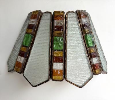  Longobard Hammered Glass Wrought Iron Sconce by Longobard Italy 1970s