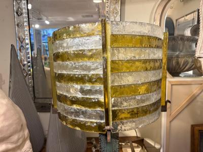  Longobard Italian Brutalist Iron And Glass Lamp By Longobard