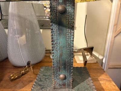  Longobard Italian Brutalist Iron And Glass Lamp By Longobard