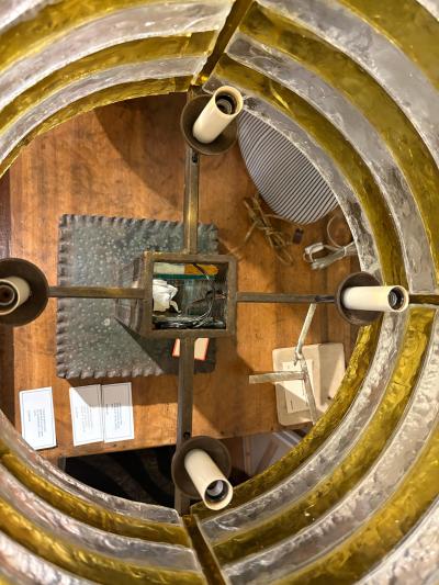  Longobard Italian Brutalist Iron And Glass Lamp By Longobard