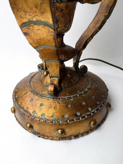  Longobard Large Hammered Glass Wrought Iron Lantern Lamp by Longobard Italy 1970s