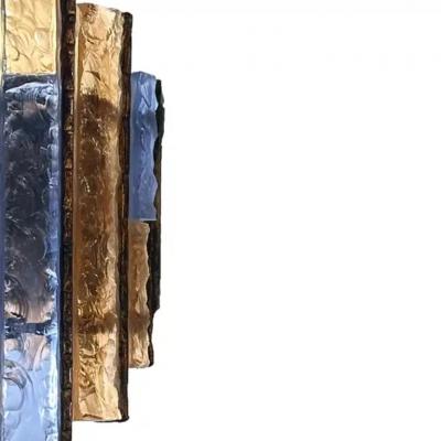  Longobard Pair Longobard Pink Amethyst Hammered Murano Glass and Wrought Iron Sconces