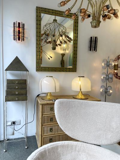  Longobard Pair of Hammered Glass Wrought Iron Sconces by Longobard Italy 1970s