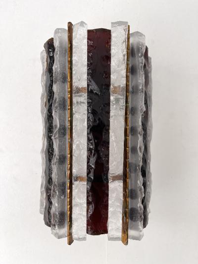  Longobard Pair of Hammered Glass Wrought Iron Sconces by Longobard Italy 1970s