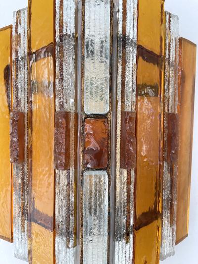  Longobard Pair of Hammered Glass Wrought Iron Sconces by Longobard Italy 1970s