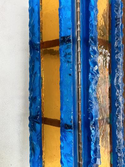  Longobard Pair of Hammered Glass Wrought Iron Sconces by Longobard Italy 1970s