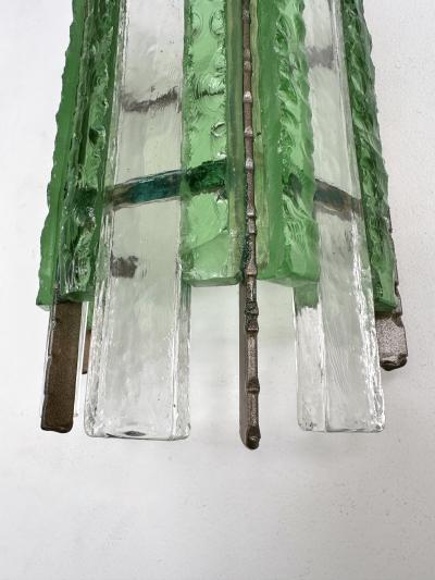  Longobard Pair of Hammered Glass Wrought Iron Sconces by Longobard Italy 1970s