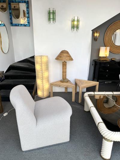  Longobard Pair of Hammered Glass Wrought Iron Sconces by Longobard Italy 1970s