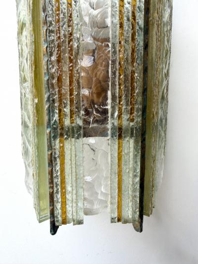  Longobard Pair of Hammered Glass Wrought Iron Sconces by Longobard Italy 1970s