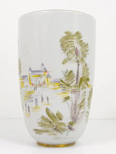  Lorenz Hutschenreuther Huge Hutschenreuther Handpainted Midcentury Porcelain Vase Selb Germany 1950s