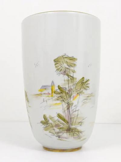  Lorenz Hutschenreuther Huge Hutschenreuther Handpainted Midcentury Porcelain Vase Selb Germany 1950s