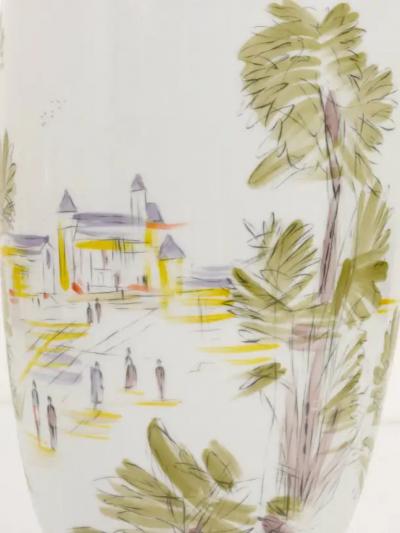  Lorenz Hutschenreuther Huge Hutschenreuther Handpainted Midcentury Porcelain Vase Selb Germany 1950s