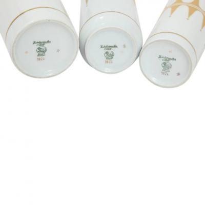  Lorenz Hutschenreuther Hutschenreuther Vases Porcelain White Gold Signed