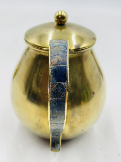  Los Castillo 1950s Los Castillo Taxco Brass Stone Inlaid Tea Set Mexican Modernism