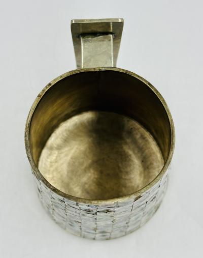  Los Castillo Alpaca Silver Pitcher with Abalone Shell Inlay Mexico 1960s Signed LHG