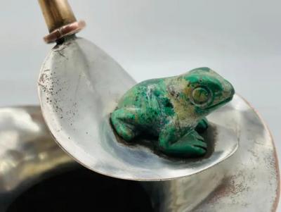  Los Castillo Copper Silver Stone Pitcher by Los Castillo Mexico 1960s Signed 