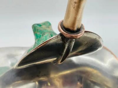  Los Castillo Copper Silver Stone Pitcher by Los Castillo Mexico 1960s Signed 