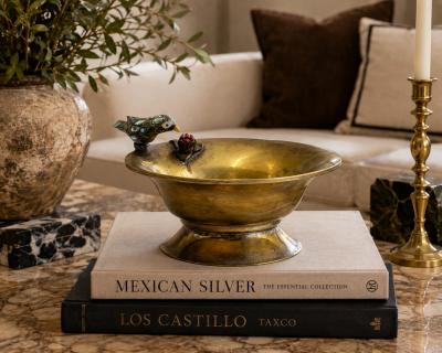  Los Castillo Los Castillo Taxco Brass Abalone Bird Bowl Mexican Modernist 1960s