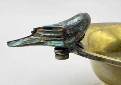  Los Castillo Los Castillo Taxco Brass Abalone Bird Bowl Mexican Modernist 1960s