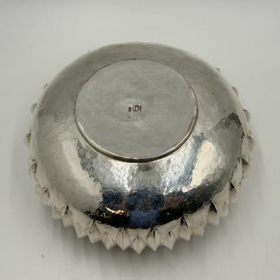  Los Castillo Los Castillo Taxco Mexican Modernist Silver Plate Copper Sculptural Bowl