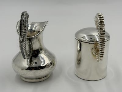  Los Castillo Los Castillo Taxco Seahorse Silver Plate Creamer Sugar Set Mexico 1950s