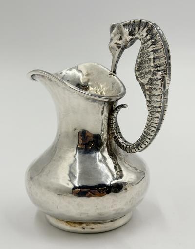  Los Castillo Los Castillo Taxco Seahorse Silver Plate Creamer Sugar Set Mexico 1950s