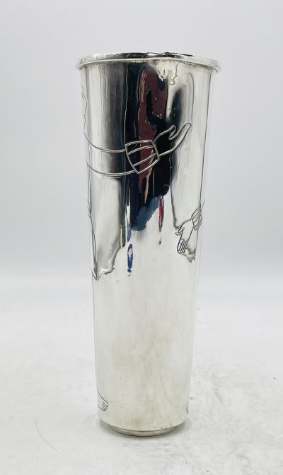  Los Castillo Los Castillo Taxco Silver Plate Aztec Figural Cocktail Pitcher Mexico 1960s