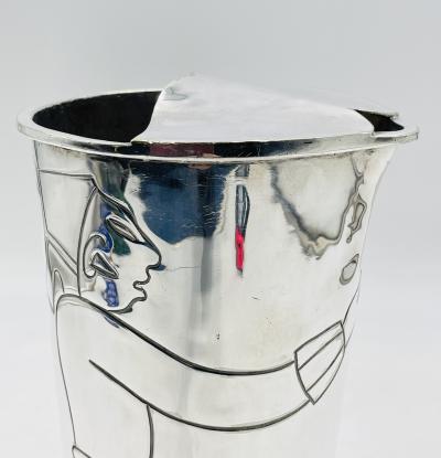  Los Castillo Los Castillo Taxco Silver Plate Aztec Figural Cocktail Pitcher Mexico 1960s