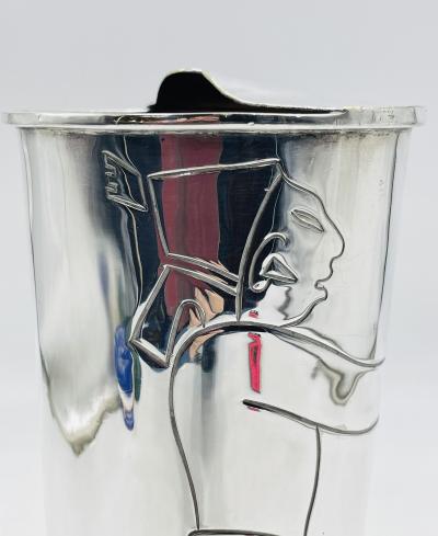  Los Castillo Los Castillo Taxco Silver Plate Aztec Figural Cocktail Pitcher Mexico 1960s