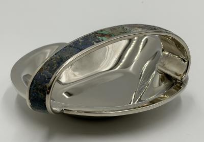  Los Castillo Los Castillo Taxco Silver Plate Malachite Lapis Catchall Dish Mexico 1960s