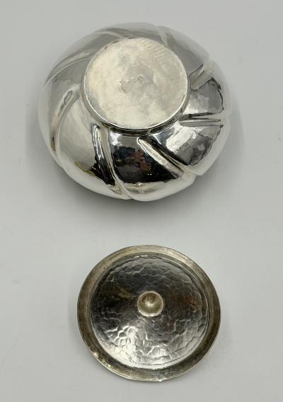  Los Castillo Los Castillo Taxco Silver Plate Malachite Lidded Bowl Mexican Modernism
