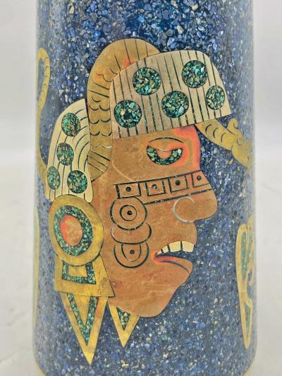  Los Castillo Mexican Alpaca Silver Lapis Lazuli Inlaid Water Pitcher Mexico Modernism