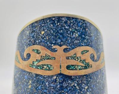  Los Castillo Mexican Alpaca Silver Lapis Lazuli Inlaid Water Pitcher Mexico Modernism
