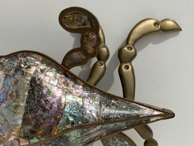 Los Castillo Mexican Brass and Abalone Crab Family Serving Dish