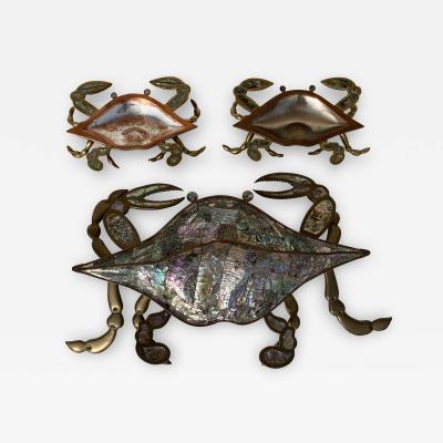  Los Castillo Mexican Brass and Abalone Crab Family Serving Dish