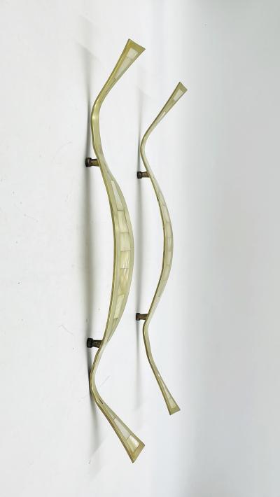  Los Castillo Pair of Large Door Handles in Brass Mother of Pearl by Los Castillo Mexican
