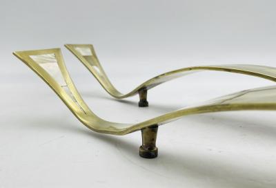  Los Castillo Pair of Large Door Handles in Brass Mother of Pearl by Los Castillo Mexican