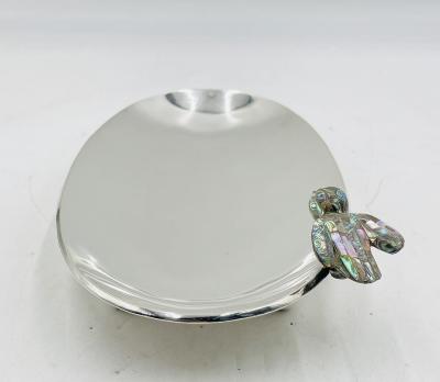  Los Castillo Vintage Footed Tray with Abalone Bird by Los Castillo Mexican Modernism