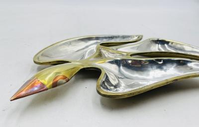  Los Castillo Vintage Los Castillo Taxco Silver Brass Dish Unique Mexican Silversmithing