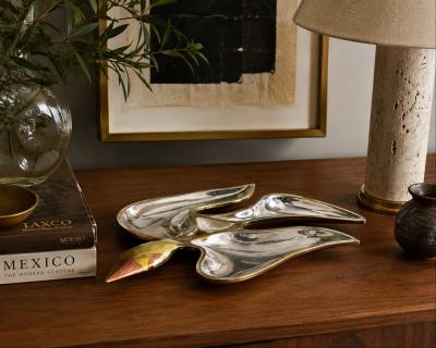  Los Castillo Vintage Los Castillo Taxco Silver Brass Dish Unique Mexican Silversmithing